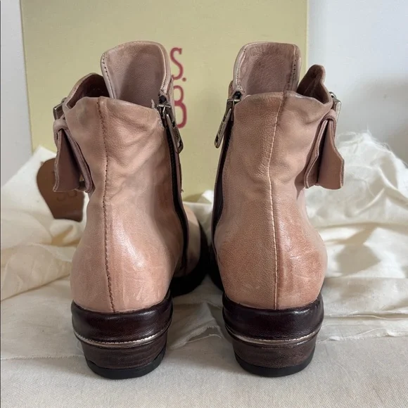 A.S. 98 Pink Marilyn Leather Irwin Boot Ankle Wraps Buckle EU 38 US 8 - Picture 5 of 10